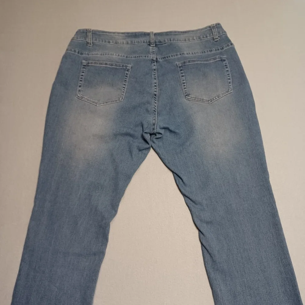 Jean's Denim Jeans Womens 20W Blue Straight Distressed Stretch‎ Casual Pants